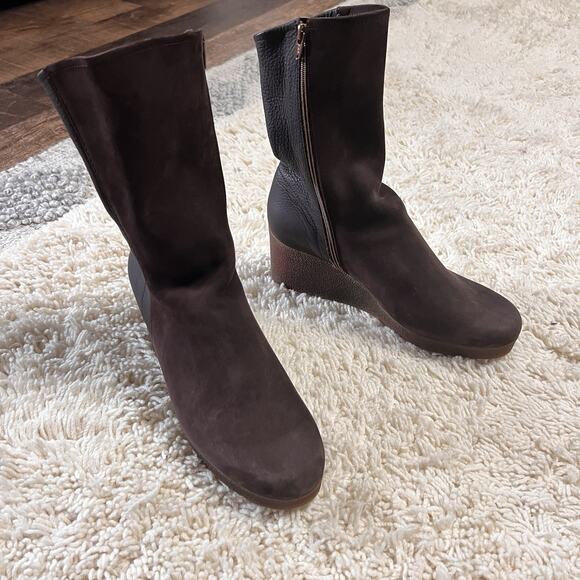 Arche Johaho Ankle Wedge Booties Leather Brown Comfort Boots Size 39 US 8 - Picture 1 of 10